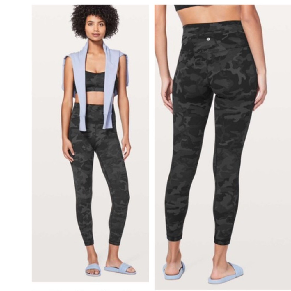 Lululemon Align Camo Pant 12 Black Grey 25"HR Hi Waist‎ Lightweight Stretch Soft